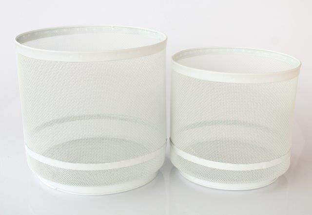 Set Of 2 Metal Mesh Dustbins